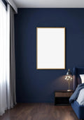 Bedroom Navy Frame Display Mockup — Gold Frame Portrait 2:3 — Perspective View — #03963 | MockupBulk