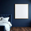 Bedroom Navy Professional Frame Mockup — Plain Square Frame Square 1:1 — Perspective View — #03964 | MockupBulk