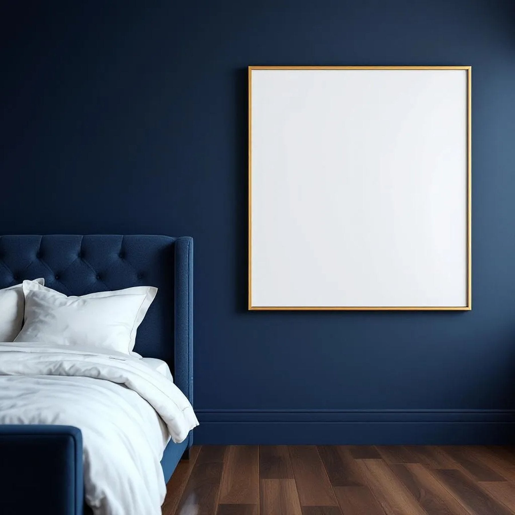 Bedroom Navy Professional Frame Mockup — Plain Square Frame Square 1:1 — Perspective View — #03964 | MockupBulk