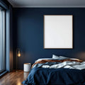 Bedroom Navy High-Res Frame Mockup — Plain Square Frame Portrait 2:3 — Perspective View — #03970 | MockupBulk