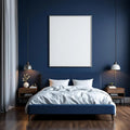 Bedroom Navy High-Res Frame Mockup — Plain Square Frame Portrait 2:3 — Perspective View — #03973 | MockupBulk