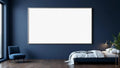 Bedroom Navy Premium Interior Mockup — Silver Frame Square 1:1 — Perspective View — #03986 | MockupBulk