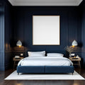 Bedroom Navy Professional Frame Mockup — Plain Square Frame Portrait 2:3 — Perspective View — #03994 | MockupBulk