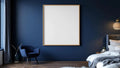 Bedroom Navy High-Res Frame Mockup — Raw Pine Frame Square 1:1 — Perspective View — #03995 | MockupBulk