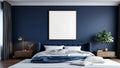 Bedroom Navy Lifestyle Frame Mockup — Espresso Frame Portrait 2:3 — Perspective View — #04022 | MockupBulk