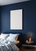 Bedroom Navy High-Res Frame Mockup — Espresso Frame Portrait 2:3 — Perspective View — #04023 | MockupBulk