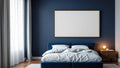 Bedroom Navy Interior Frame Mockup — Espresso Frame Portrait 2:3 — Perspective View — #04031 | MockupBulk