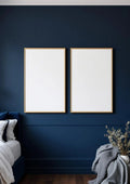 Bedroom Navy Styled Room Mockup — White Frame Portrait 2:3 — Perspective View — #04062 | MockupBulk
