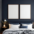 Bedroom Navy Professional Frame Mockup — Plain Square Frame Portrait 2:3 — Perspective View — #04105 | MockupBulk