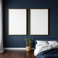 Bedroom Navy Professional Frame Mockup — Plain Square Frame Portrait 2:3 — Perspective View — #04120 | MockupBulk