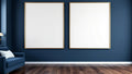 Bedroom Navy Styled Room Mockup — Gold Frame Portrait 2:3 — Perspective View — #04130 | MockupBulk