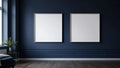 Bedroom Navy High-Res Frame Mockup — Silver Frame Portrait 2:3 — Perspective View — #04157 | MockupBulk