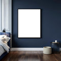 Bedroom Navy Professional Frame Mockup — Plain Square Frame Portrait 2:3 — Perspective View — #04213 | MockupBulk