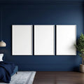 Bedroom Navy Lifestyle Frame Mockup — Plain Square Frame Portrait 2:3 — Perspective View — #04231 | MockupBulk