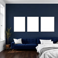 Bedroom Navy High-Res Frame Mockup — Plain Square Frame Portrait 2:3 — Perspective View — #04234 | MockupBulk