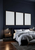 Bedroom Navy Professional Frame Mockup — Silver Frame Portrait 4:5 — Perspective View — #04311 | MockupBulk