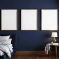 Bedroom Navy Professional Frame Mockup — Plain Square Frame Portrait 2:3 — Perspective View — #04345 | MockupBulk