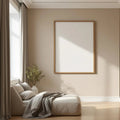 White Bedroom Premium Interior Mockup — Plain Square Frame Portrait 2:3 — Perspective View — #01988 | MockupBulk