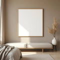 White Bedroom Lifestyle Frame Mockup — Plain Square Frame Portrait 2:3 — Perspective View — #01990 | MockupBulk