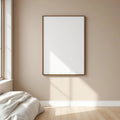White Bedroom Lifestyle Frame Mockup — Plain Square Frame Portrait 2:3 — Perspective View — #01993 | MockupBulk