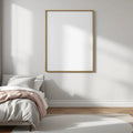 White Bedroom Styled Room Mockup — Plain Square Frame Portrait 2:3 — Perspective View — #02001 | MockupBulk