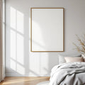 White Bedroom Lifestyle Frame Mockup — Plain Square Frame Portrait 2:3 — Perspective View — #02004 | MockupBulk
