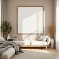 White Bedroom Interior Frame Mockup — Plain Square Frame Portrait 2:3 — Perspective View — #02006 | MockupBulk