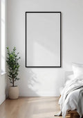 White Bedroom Professional Frame Mockup — Matte Black Frame Square 1:1 — Perspective View — #03363 | MockupBulk