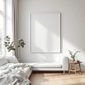 White Bedroom Premium Interior Mockup — Plain Square Frame Portrait 2:3 — Perspective View — #03385 | MockupBulk