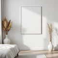 White Bedroom Wall Art Mockup — Plain Square Frame Portrait 2:3 — Perspective View — #03391 | MockupBulk