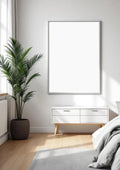White Bedroom Premium Interior Mockup — White Frame Portrait 2:3 — Perspective View — #03393 | MockupBulk