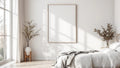 White Bedroom Professional Frame Mockup — White Frame A-Series (A4 / A3) — Perspective View — #03398 | MockupBulk