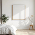 White Bedroom Professional Frame Mockup — Plain Square Frame Square 1:1 — Perspective View — #03403 | MockupBulk