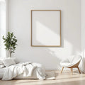 White Bedroom Professional Frame Mockup — Plain Square Frame Portrait 5:7 — Perspective View — #03406 | MockupBulk