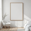 White Bedroom Professional Frame Mockup — Plain Square Frame Portrait 2:3 — Perspective View — #03409 | MockupBulk