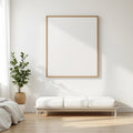 White Bedroom Room Scene Mockup — Plain Square Frame Square 1:1 — Perspective View — #03415 | MockupBulk
