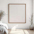 White Bedroom Room Scene Mockup — Plain Square Frame Portrait 2:3 — Perspective View — #03421 | MockupBulk