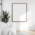 White Bedroom Editorial Room Mockup — Plain Square Frame Square 1:1 — Perspective View — #03430 | MockupBulk