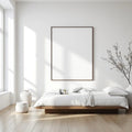 White Bedroom Styled Room Mockup — Plain Square Frame Portrait 4:5 — Perspective View — #03433 | MockupBulk