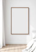 White Bedroom Premium Interior Mockup — Walnut Frame Portrait 2:3 — Perspective View — #03444 | MockupBulk