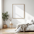 White Bedroom Styled Room Mockup — Plain Square Frame Square 1:1 — Perspective View — #03448 | MockupBulk