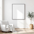 White Bedroom Editorial Room Mockup — Plain Square Frame Portrait 4:5 — Perspective View — #03469 | MockupBulk