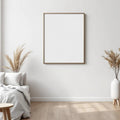 White Bedroom Editorial Room Mockup — Plain Square Frame Square 1:1 — Perspective View — #03475 | MockupBulk