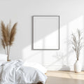 White Bedroom Editorial Room Mockup — Plain Square Frame Portrait 4:5 — Perspective View — #03478 | MockupBulk