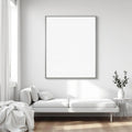 White Bedroom Wall Art Mockup — Plain Square Frame Square 1:1 — Perspective View — #03481 | MockupBulk
