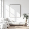 White Bedroom Styled Room Mockup — Plain Square Frame Square 1:1 — Perspective View — #03484 | MockupBulk