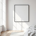 White Bedroom High-Res Frame Mockup — Plain Square Frame Portrait 2:3 — Perspective View — #03517 | MockupBulk