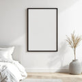 White Bedroom High-Res Frame Mockup — Plain Square Frame Square 1:1 — Perspective View — #03523 | MockupBulk