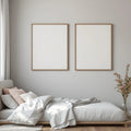 White Bedroom Editorial Room Mockup — Plain Square Frame Portrait 2:3 — Perspective View — #01986 | MockupBulk