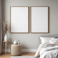 White Bedroom Styled Room Mockup — Plain Square Frame Portrait 2:3 — Perspective View — #01989 | MockupBulk